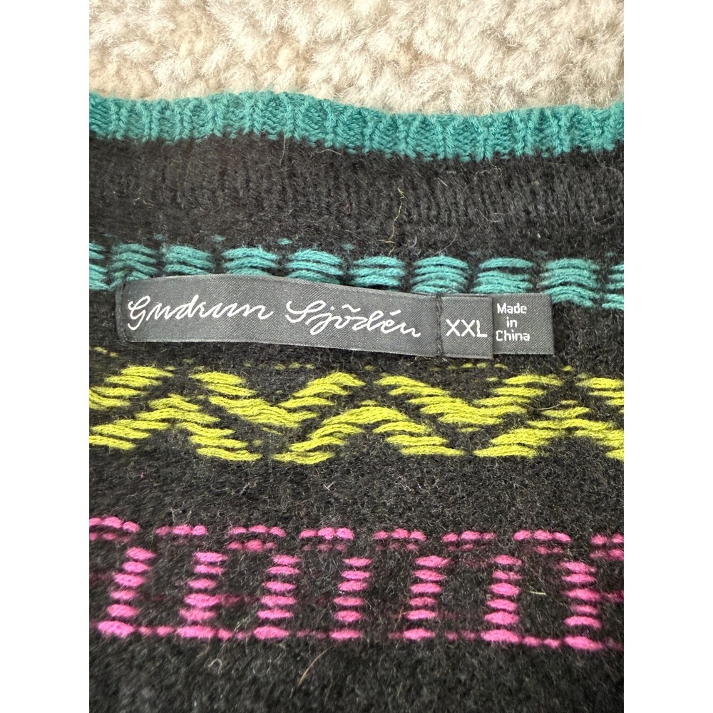 Gudrun Sjoden Size XXL Aztec Wool Hemp Casual Button Cardigan Sweater Colorful - Picture 5 of 8